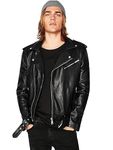 Leather Retail Faux Leather Men's Standard Length Biker Jacket Black Medium