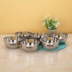 Sumeet Heavy Gauge Stainless Steel Big Size Apple Bowl/Wati/Katori with Mirror Finish – 11cm Dia, set of 6pc, 400ML Each, Silver