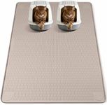 Bartuke Cat Food Mat, 57" x 40" Extra Large Silicone Pet Feeding Mat with Raised Edge Pet Placemat for Food and Water Bowl Non-Slip, Easy to Clean, Floor Protection (Khaki)