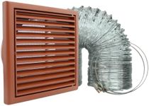 VENTS Cooker Hood Duct Vent Kit, 150mm (6-inch) Diameter. Terracotta Louvered Grille with Insect Fly Mesh, 2 Jubilee Clips, 3 Meters Semi-Rigid Metal Aluminium Ducting