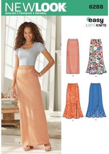 Simplicity New Look Easy Just 4 Knits Pattern 6288 Misses Pull on Knit Skirts, Sizes 8-10-12-14-16-18-20