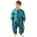 ZIGJOY Toddler Sleeping Bag, 1.5 TOG Baby Sleep Bag with Feet Cotton Sleep Sack All Year Round for 3.5T-5.5T Baby Girl Boy Essentials Excavator