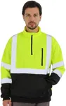 sesafety Work Safety Sweater High Visibility Construction,Class 3 Hi Vis Reflective Sweatshirt for Men,1/4 Zip,Pullover