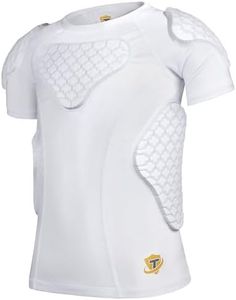Dialudon Youth Boys Football Rib Chest Protector Padded Compression Shirt 6-Pads for Football Baseball Basketball Lacrosse White Size XL