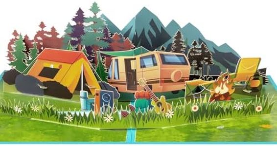 GREETING ART Carte pop-up de camping avec camping-car - Carte d'anniversaire 3D ou cadeau d'argent pour campeur, cadeau de camping amusant pour femmes et hommes, bon pour le camping ou les voyages