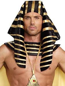 Dreamgirl Adult Pharaoh Headpiece, Egyptian Halloween Costume Accessory for Men, Black, One Size