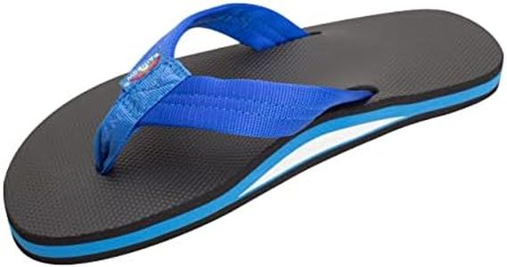 Rainbow Sandals Men's Single Layer Soft Top 1" EVA Rubber Filled Nylon Strap Multi Size: 9.5-10.5 Blue/Black