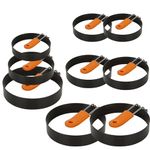 YOUNTHYE 9PCS Egg Rings for Griddle 4,6,8 Inch Pancake Ring Set Omelette Ring for Griddle with Silicone Handle Round Egg Cooker Ring Non-stick Stainless Steel Egg Rings for Breakfast Omelette Sandwich