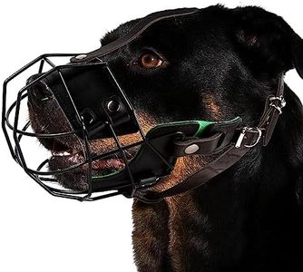Rottweiler Dog Muzzle - Metal Mask Amstaff Wire Basket Breathable Adjustable Breathable Leather Straps for Large Dogs
