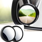 Blind Spot Mirror, 2" Round HD Glass Mirrors Frameless Convex Rear View Mirror with Wide Angle Adjustable Stick for Motorcycle ATV Car SUV and Trucks, Pack of 2