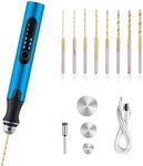 3-Speed Cordless Mini Drill Pen With 8 Small Drill Bits,Rechargeable Electric Hand Drill Pin Vise,Resin Drill Set For Jewelry Making,Resin,Plastic,Wood,Keychains DIY (BLUE)