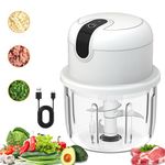 Electric Mini Food Chopper,300ML Wireless Portable Meat Grinder,Garlic Chopper with USB Charging Mini Onion Veg Cutter,Food Processor for Chili/Vegetable/Nuts/Fruits/Peppers/Meat (300ML)