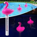 ChlorStar Floating Pool Thermometer, Solar Flamingo Pool Thermometer Floating,Easy Read Swimming Pool Thermometer at Night, Fun Pool Temperature Thermometer, Floating Water Thermometer for Cold Plunge