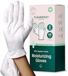 Clearbody Organics Medium White Organic Cotton Gloves 5 Pairs (10 Pcs) – 100% Organic Cotton Gloves for Dry Hands –Reusable Moisturizing Gloves for Cracked Hands Repair