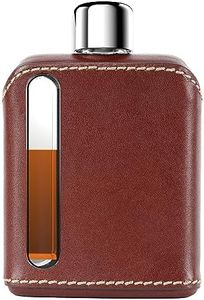 Ragproper Modern Glass Hip Flask - Durable Liquor Flask for Men & Women - Whiskey Flask for Men - Glass Flask for Liquor - Leather Flask for Wine (Single Shot 100ml, Dark Brown)