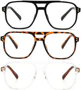MMOWW Oversized Poilt Reading Glasses for Women Men 3 Pack Retro Blue Light Blocking Computer Reader（Black+Tortoiseshell+Transparent tortoiseshell +1.5）