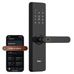 QUBO Smart Door Lock Essential (2025 Edition) from Hero Group | 7-Way Unlocking | Fingerprint | OTP Remote Unlocking | PIN | RFID Card | Mobile App | Mechanical Key | 2 Year Brand Warranty | (Black)