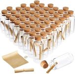 Bright Creations 48 Pack 10ml Create A Message In A Bottle Kit, Bulk Small Glass Cork Bottles with Mini Scrolls for Time Capsules, Wedding Favors