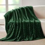 Whale Flotilla Flannel Fleece Throw Blanket for Couch, Soft Fluffy Velvet Sofa Blanket with Decorative Chevron Pattern for All Season, Warm and Lightweight, 50x60 Inch, Deep Green