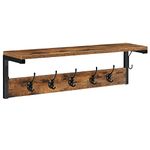 HOOBRO Coat Rack Shelf Wall-Mounted, Coat Hook with 7 Hooks and Shelf, 70 cm Hallway Coat Rack, Wall Floating Shelf with Hat Rack, for Bathroom, Kitchen, Laundry Room, Rustic Brown EBF16YM01