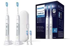 Philips Sonicare ExpertClean 7300 Electric Toothbrush HX9611/19 with Sound Technology, Pressure Control, Travel Case, Pack of 2, White