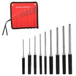 Twilight Garage 9PCS Roll Pin Punch Set with Storage Pouch, Round Steel Hollow Punch Set Hand Pin Removal Repair Tool for Automotive, Watches Repair, Jewelry, Craft