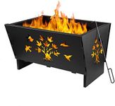 Fire Pit,Wood Fire Pits,Bonfire Pit,Fire Pits for Outside,28 Inch Rectangle Cast Iron Fire Pit for Patio,Backyard with Fire Poker and Metal Grate,Tree Cutout Pattern