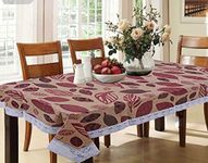 Kuber Industries Leaf Print Dining Table Cover 6 Seater|Exclusive Table Cloth|Table Sheet For dining, Party, Events|Waterproof Table Protector|Indoor And Outdoor Use "90x60" (Brown & Red)