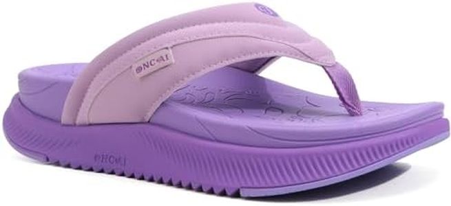 ONCAI Orthopedic Flip Flops Women with Arch Support Ladies Orthotic Recovery Sandals 2025 Comfortable Plantar Fasciitis Slip On Walking Sandal for Womans Casual Summer Purple Size 8