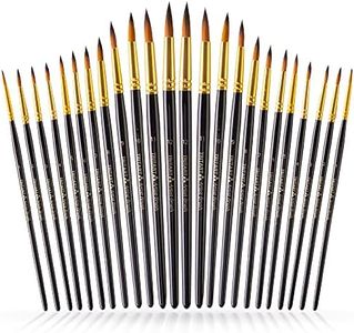 Tritart Spitzpinsel Set 24 STK. | Acryl Pinsel, Aquarellpinsel, Gouache Pinsel, Ölmalerei-Pinsel usw. | inkl. Pinselschwamm | Pinselset Acrylfarben aus Synthetik | Pinsel Set zum Malen