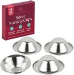 Nurse & Nourish [4 Cups] Silver Nursing Cups to Soothe Sore or Cracked Nipples - Comfy Shields for Nursing Newborn - Reusable Silver Nipple Protector for Breastfeeding - Nipple Covers Breastfeeding