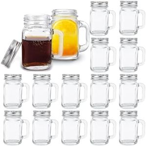 Kingrol 16 Pack 2 oz Mini Mason Jar Shot Glasses with Lids, Glass Favor Jars for Drink, Dessert, Candle, Craft