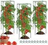 Tomato Cages, 3Pack MYMULIKE 41 * 15 * 15 Inch Tomato Cages for Garden, Trellis for Climbing Plants Tower Stakes, Tomato Stand, Plant Trellis for Tomatoes, Beans, Peppers,Flowers with 10Pcs Clips