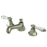 Kingston Brass KS4468PL Metropolitan Widespread Lavatory Faucet with Porcelain Lever Handle, Satin Nickel