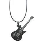 Guitar Gifts Necklace for Men Women Black Bass Guitar Necklaces for Grandson Guitar Player Bass Guitar Necklace Accessories Gifts for Boys Girls Electric Guitar Necklace