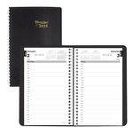 Blueline® 2025 Essential Daily Planner, Appointment Book, 12 Months, January to December, Spiral Binding, 8" x 5", Black, Bilingual (C2504.81BT-25)