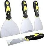 Putty Knife Scrapers, Spackle Knife, Metal Scraper Tool for Drywall Finishing, Plaster Scraping, Decals, and Wallpaper (4 Pack, 5”, 4”, 3”, 1.5” Wide)