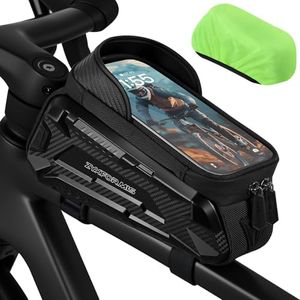 Zyxformis Bike Bag, Bike Accessories with Sun-Visor, Waterproof Bike Phone Holder with TPU Sensitive Touch Screen, Bicycle Top Tube Front Frame Bag Handlebar Bag with Rain Cover
