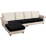 AIAMIXO Sectional Couch Covers 4 Pieces Stretch Durable Cushion Covers L Shape Separate Sofa Couch Covers for Both Left/Right Sectional Couch(Sofa 3 Seater + 1 Chaise, Black)