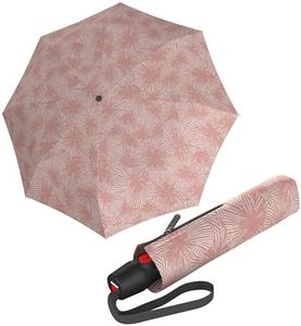 Knirps T.200 Duomatic Compact Rain Umbrella in Doodle Rose – Wind Tunnel Tested to 93 mph, Aluminum Steel Fiberglass Frame, 38in Canopy, OEKO-TEX, High-Performance Automatic Travel Umbrellas