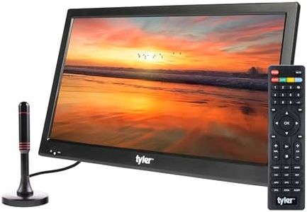 Tyler 16" Portable TV LCD Monitor Battery Powered Wireless Capability HD-TV, HDMI, USB, RCA, AC/DC, FM Radio, Car Charger, Remote Control, Built in Stand Small Mini for Car & Traveling