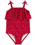 OshKosh B'Gosh Girls' One-Piece Swimsuit, Bandana Red Stars, 6