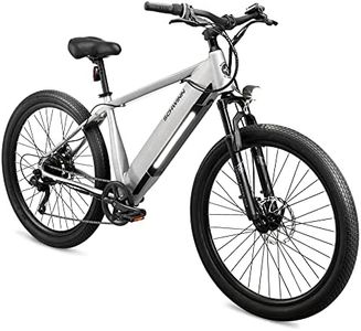 Schwinn Marshall Electric Hybrid Bike for Adults, Small/Medium Step-Over Aluminum Frame, 250W Motor, 7 Speed, 27.5-Inch Wheels, Matte Grey