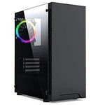 ionz KZ08 V3 PC Gaming Computer Case MID TOWER COMPUTER CASE M-ATX and ATX TEMPERED GLASS (with 1 FRGB Fan, Black)