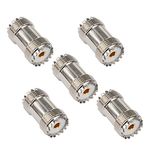 BOOBRIE 5PCS UHF Female to Female SO239 Barrel Coax Connector UHF SO-239 RF Coaxial Adapter UHF Double Female Coupler Joiner for CB Ham Radio WiFi Antenna Broadcast SWR Meter