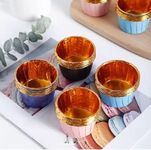 Adaamya® - 50 Pcs - Gold Color (Inner Finish) Expandable Muffin Cup Cake Liners Paper Mould (Brown)