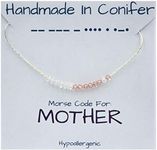 Custom Swarovski Crystal MOTHER Morse Code Sterling Silver Necklace ~ Swarovski Crystal Necklace ~ Sterling Silver Birthstone Necklace ~ Silver Personalized Necklace ~Perfect Personalized Gift For Mom