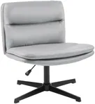 GOTMINSI Cross Legged Office Chair,Armless Desk Chair NO Wheels,Modern Swivel Vanity Chairs with Thickened Cushion,Wide Seat Task Computer Chair for Small Space (Gray)