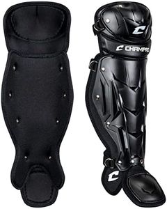 CHAMPRO Optimus MVP Single Knee Baseball Catcher’s Leg Guards, 12" Shin Length, Black, CG112B