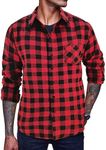 COOFANDY Men's Casual Plaid Shirts Long Sleeve Flannel Button Down Shirt Jacket